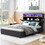 Full Size Upholstered Platform Bed with Storage Headboard, LED, USB Charging and 2 Drawers, Dark Gray GX001911AAE