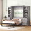 Full Size Murphy Bed with Storage Shelves and Drawers, Gray GX002007AAE