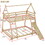 Twin over Queen House Bunk Bed with Climbing Nets and Climbing Ramp, Natural GX002008AAM