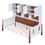 Twin Size Platform Bed with Multiple Storage, White+Walnut GX002014AAK
