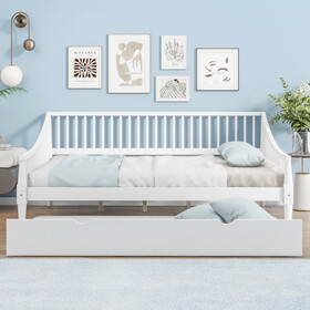 Full Size Daybed with Trundle and Support Legs, White GX002028AAF