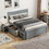 Twin Size Platform Bed with Drawer and Two Shelves, Gray