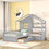Twin Size House Bed with Sofa, Kids Platform Bed with Two Drawers and Storage Shelf, Gray HL000065AAE