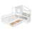 Twin Size House Bed with Sofa, Kids Platform Bed with Two Drawers and Storage Shelf, White HL000065AAK