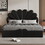 Queen Size Upholstered Petal Shaped Platform Bed with Hydraulic Storage System, PU Storage Bed, Decorated with metal balls, Black HL000071AAB