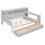 Wooden Full Size Daybed with Storage Shelves, Multi-functional Bed with Two Storage Drawers and Study Desk, Antique White HL000089AAK