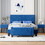 HL000096AAC Blue+Solid Wood+MDF+Box Spring Not Required+Queen+4 Piece Set