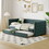 Twin Size Tufted Upholstered Daybed with Trundle, Velvet Sofabed with Rivet Design, No Box-spring Needed,Green HL000103AAF