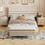 HL000105AAA Beige+Wood+Queen+4 Piece Set