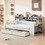 Wooden Twin Size Daybed with Storage Shelves, Multi-functional Bed with Two Storage Drawers and Study Desk, Antique White HL000189AAK