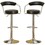 Contemporary Style Black Bar Stool Counter Height Chairs Set of 2 Adjustable Swivel Kitchen Island Stools HS00F1559-ID-AHD