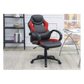 Office Chair Upholstered 1pc Cushioned Comfort Chair Relax Gaming Office Work Black and Red Color HS00F1688-ID-AHD