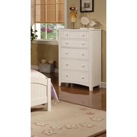 Contemporary White 1pc Chest of Drawers Plywood Pine Veneer Bedroom Furniture HS00F4238-ID-AHD