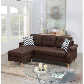 Living Room Corner Sectional Dark Coffee Polyfiber Chaise Sofa Reversible Sectional Hs00F6457-Id-Ahd