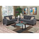 Living Room Furniture 2pc Sofa Set Blue Grey Polyfiber Tufted Sofa Loveseat W Pillows Cushion Couch Solid Pine Hs00F6901-Id-Ahd