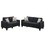 Living Room Furniture 2pc Sofa Set Black Polyfiber Tufted Sofa Loveseat w Pillows Cushion Couch Solid pine HS00F6903-ID-AHD