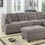 Living Room Sectional Waffle Suede Charcoal Color Sectional Sofa w Pillows Couch Tufted Cushion Contemporary (NO OTTOMAN) HS00F7139-ID-AHD