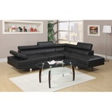 Black Color Sectional Living Room Furniture Faux Leather Adjustable Headrest Right Facing Chaise & Left Facing Sofa Hs00F7310-Id-Ahd