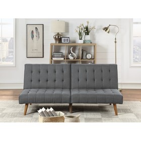 Blue Grey Convertible Sofa 1pc Set Couch Polyfiber Plush Tufted Cushion Sofa Living Room Furniture Wooden Legs Hs00F8501-Id-Ahd