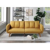 Elegant Sofa Mustard Color Polyfiber 1pc Sofa Convertible Bed Wooden Legs Living Room Lounge Guest Furniture Hs00F8511-Id-Ahd