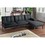 Black Polyfiber 2pc Sectional Sofa Set Living Room Furniture Solid wood Legs Plush Couch Adjustable Sofa Chaise HS00F8513-F8514-IDAHD
