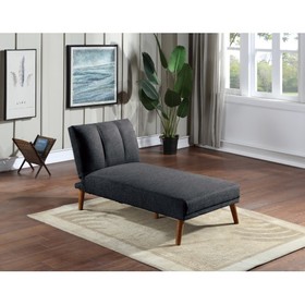 Black Polyfiber Adjustable Chaise Bed Living Room Solid Wood Legs Plush Couch Hs00F8514-Id-Ahd