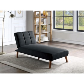 Black Polyfiber Adjustable Chaise Bed Living Room Solid Wood Legs Tufted Couch Hs00F8520-Id-Ahd