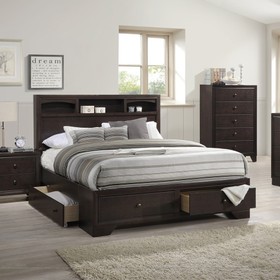 Modern bedroom Storage Eastern King Size Bed Drawers Storage Headboard Footboard 1pc Bed Only. HS00F9326EK-ID-AHD