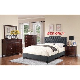 Gorgeous Blue Grey Polyfiber Tufted Full Size Bed 1pc Bedframe Upholstered Headboard Bedroom Furniture Wooden Plywood Hs00F9333F-Id-Ahd