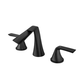 Two Handles Three-Hole Widespread Bathroom Faucet in Matte Black HS0856