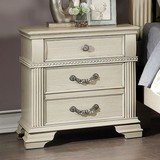 Antique White Nightstand Bedroom 1pc Nightstand Solid Wood Satin Knickel Knobs and Pulls HS11FOA7144WH-N-ID-AHD