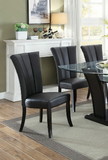 Black Faux Leather Upholstered Lines back Set of 2pc Chairs Dining Room Wide Flair back Chair HSESF00F1501