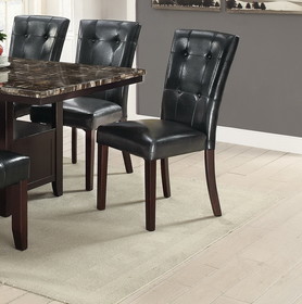 Parson Chairs Black Faux Leather Tufted Set of 2 Side Chairs Dining Seatings Hsesf00F1750