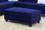 Living Room XL- Cocktail Ottoman Indigo Blue Velvet Accent Studding Trim Wooden Legs HSESF00F6436