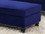 Living Room XL- Cocktail Ottoman Indigo Blue Velvet Accent Studding Trim Wooden Legs HSESF00F6436