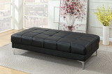 Black Bonded Leather Extra large Ottoman Metal Legs 1pc Ottoman HSESF00F7228