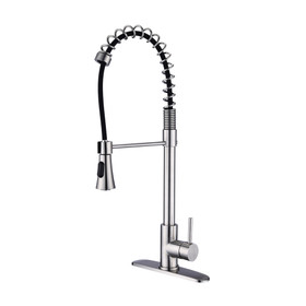 Commercial Single Handle Spring High Arc Kitchen Faucet Brushed Nickel Jyd0674Bn