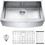 Brushed Nickel 16 gauge Stainless Steel 33 in. Single Bowl Farmhouse Apron Kitchen Sink with Bottom Grid and Basket Strainer JYSF322BN