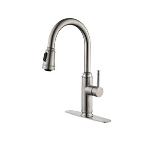 Single Handle High Arc Pull Out Kitchen Faucet,Single Level Stainless Steel Kitchen Sink Faucets with Pull Down Sprayer K-9029Y-NS-8