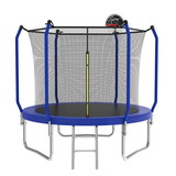 10FT Trampoline with Basketball Hoop, ASTM Approved Reinforced Type Outdoor Trampoline with Enclosure Net K1163P147143