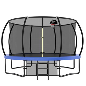 12FT Recreational Kids Trampoline with Safety Enclosure Net & Ladder, Outdoor Recreational Trampolines K1163P168399