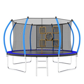 12FT Trampoline with Enclosure - Recreational Trampolines with Ladder, ASTM Approval Outdoor Trampoline for Kids K1163P196155