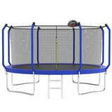 14FT Trampoline with Basketball Hoop, ASTM Approved Reinforced Type Outdoor Trampoline with Enclosure Net K1163S00060