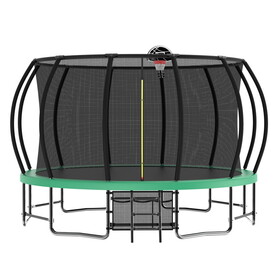 16FT Trampoline with Balance Bar, ASTM Approved Reinforced Type Outdoor Trampoline with Enclosure Net K1163S00068