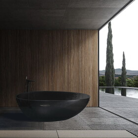 67.8 inch translucent black artificial stone solid surface freestanding bathroom bathtub K1613125764