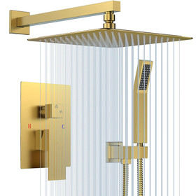Shower set brushed gold 10 inch bathroom Deluxe Shower mixer Shower combination set wall mounted Shower head system Shower faucet KE-3803-BG