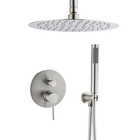 Dome Shower System Shower Head Combination Set Wall Mounted with 10 inch Shower Head and Hand Held Shower Head, Brushed Nickel Finish Ke-A3585-Bn