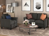 Living Room Furniture Armrest Single Chair and Loveseat Sofa (Black) LP000013BAA
