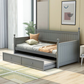 Twin Size Wood Daybed with Twin Size Trundle (Gray) LP000078AAE