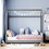 Twin Size Velvet House Bed Wood Bed, Gray LP000125AAE